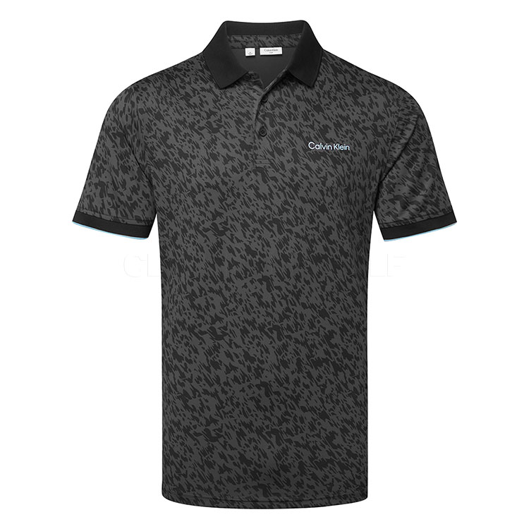 Calvin Klein Script Print Golf Polo Shirt Black