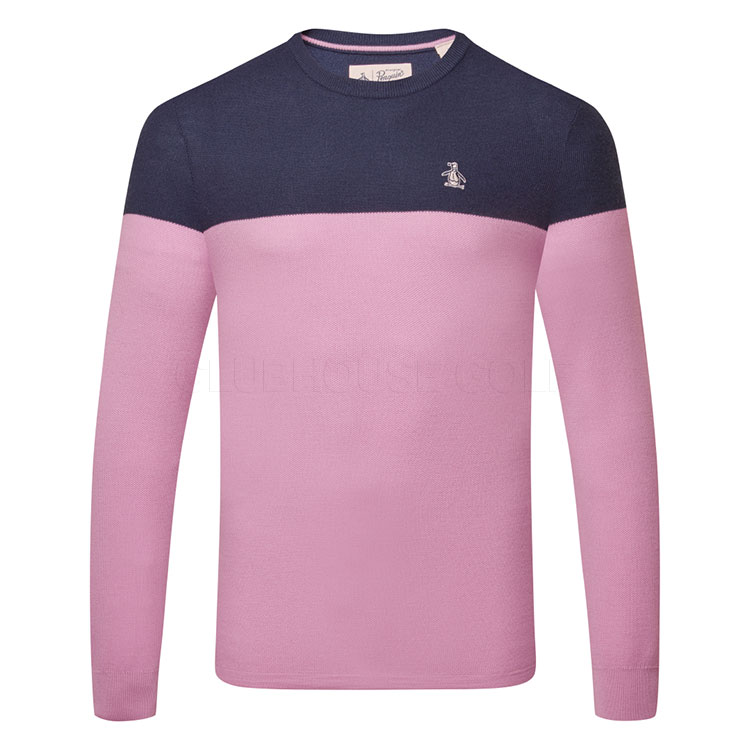 Original Penguin Colour Block Golf Sweater Gelato Pink Heather OGGSC054-674