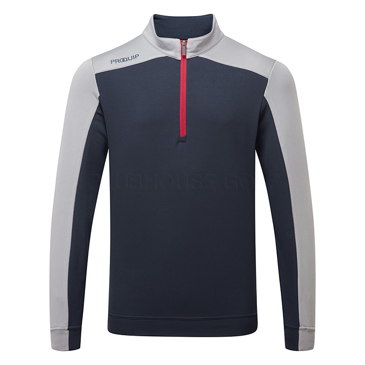 ProQuip WarmTec 1/4 Zip Golf Sweater Navy/Mid Grey/Red
