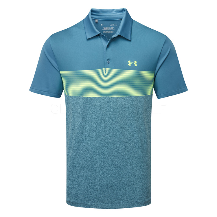Under Armour Playoff 3.0 Low Round Stripe Golf Polo Shirt Static Blue/Still Water/Lime Surge 1378676-415