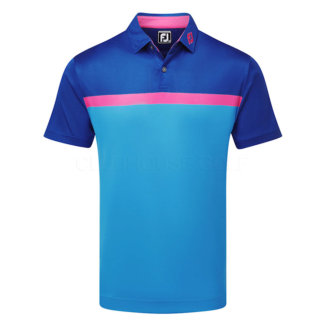 FootJoy Colour Block Interlock Golf Polo Shirt Ocean/Deep Blue/Berry 81612