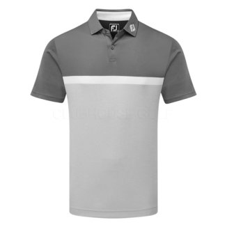 FootJoy Colour Block Interlock Golf Polo Shirt Grey Cliff/Gravel/White 81615
