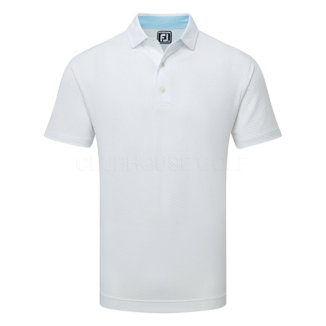 FootJoy Stretch Lisle Dot Golf Polo Shirt White/Light Blue 81674