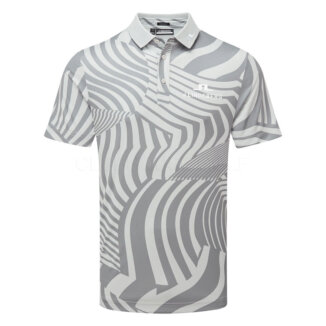 J.Lindeberg KV Tour Print Golf Polo Shirt Dazzle Wave Light Grey Melange GMJT12527-U248