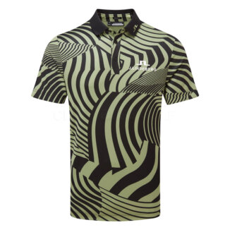 J.Lindeberg KV Tour Print Golf Polo Shirt Dazzle Wave Black GMJT12527-W097