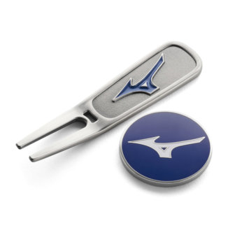 Mizuno Divot Tool and Ball Marker Silver/Blue PITCHMRK22-22