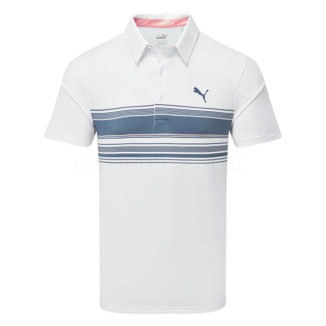 Puma MATTR Grind Golf Polo Shirt Bright White/Evening Sky 538996-05