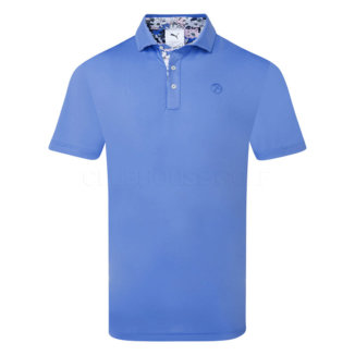 Puma Arnold Palmer Floral Trim Golf Polo Shirt Blue Skies 625937-04