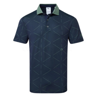 Puma Arnold Palmer Pure Geo Golf Polo Shirt Deep Navy/Eucalyptus 623951-03