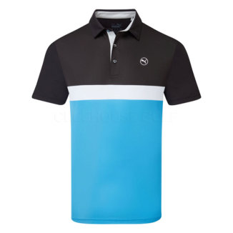 Puma Pure Colourblock Golf Polo Shirt Puma Black/Aqua Blue 624979-01