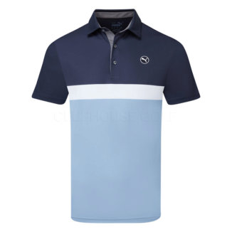 Puma Pure Colourblock Golf Polo Shirt Deep Navy/Zen Blue 624979-02