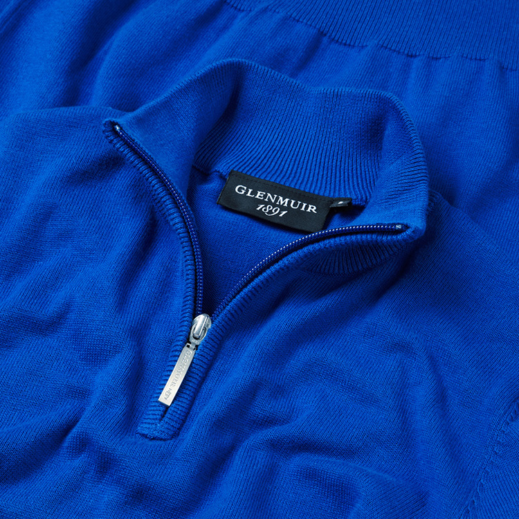 Glenmuir Devon 1/4 Zip Cotton Golf Sweater Ascot Blue Clubhouse Golf
