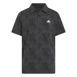 adidas Junior Printed Scripted Golf Polo Shirt Carbon/Black JN1818