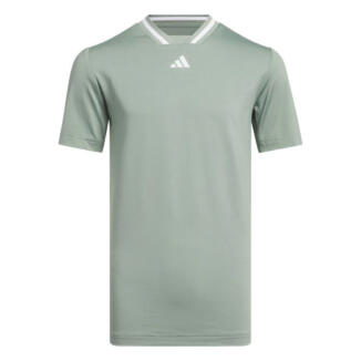 adidas Junior Sports Collar Golf Polo Shirt Silver Green JG6201