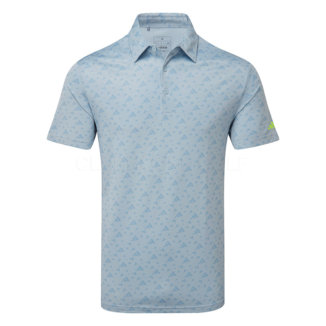 adidas All Over Print Golf Polo Shirt Sky Blue