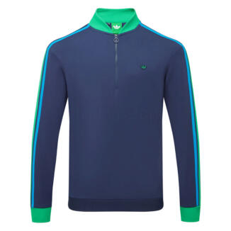 adidas Golf Originals 3 Stripe 1/4 Zip Golf Sweater Night Indigo/Court Green KB8627
