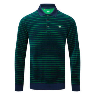 adidas Golf Originals Knit Long Sleeve Golf Polo Shirt Night Indigo/Green JN9724