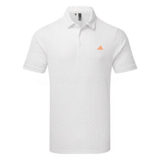 adidas Performance Texture Print Golf Polo Shirt White/Lucid Orange KB6793