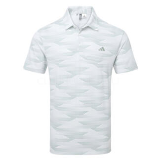 adidas Ultimate365 Wave Print Golf Polo Shirt White/Silver Green JF4898