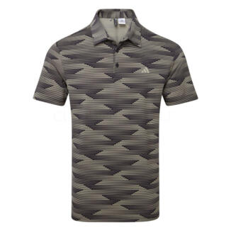 adidas Ultimate365 Wave Print Golf Polo Shirt Black/Putty Beige JF4900