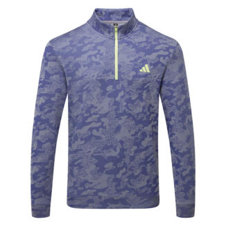 adidas Ultimate365 Durable Water Repellant 1/4 Zip Golf Sweater Dual Indigo/Frozen Lemon KG7170