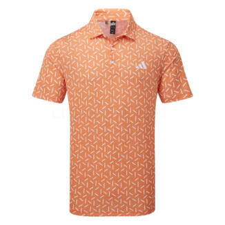 adidas Ultimate365 Mesh Print Climacool Golf Polo Shirt Dusky Orange KE7705