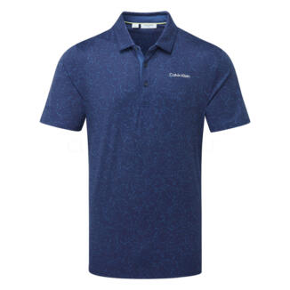 Calvin Klein Abstract Watercolour Golf Polo Shirt Navy CKMS25938