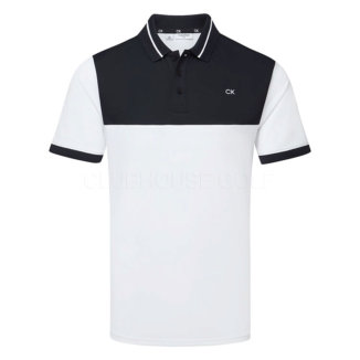 Calvin Klein Panel Block Pique Golf Polo Shirt White/Navy