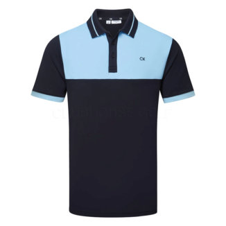 Calvin Klein Panel Block Pique Golf Polo Shirt Navy/Air Blue