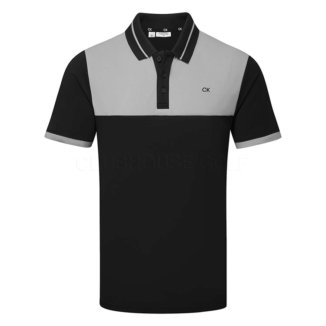 Calvin Klein Panel Block Pique Golf Polo Shirt Black/Grey