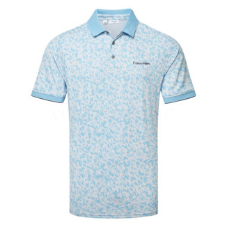 Calvin Klein Script Print Golf Polo Shirt Air Blue