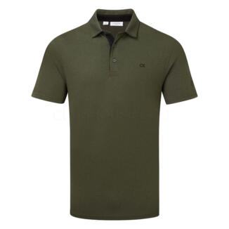 Calvin Klein Uni Scripted Golf Polo Shirt Olive Oxford C9952