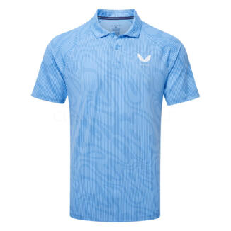 Castore Glow Printed Golf Polo Shirt Cool Blue/White GMF31166-041