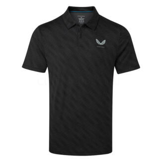 Castore Golf Ball Print Golf Polo Shirt Black/Mid Grey GME30993-018