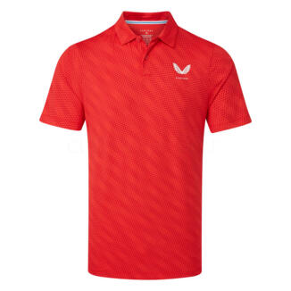 Castore Golf Ball Print Golf Polo Shirt Poppy Red/White GME30993-071
