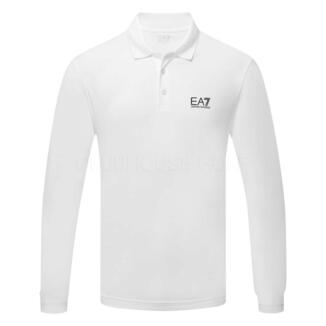 Emporio Armani Core Pique Long Sleeve Golf Polo Shirt White 8NPF15-110