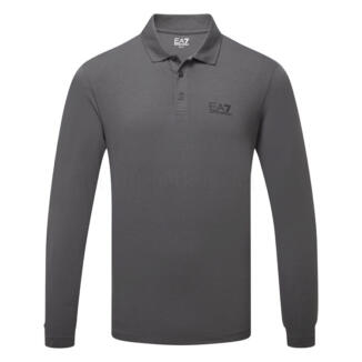 Emporio Armani Core Pique Long Sleeve Golf Polo Shirt Asphalt 8NPF15-U8117