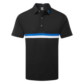 FootJoy Double Chest Band Pique Golf Polo Shirt Black/Cobalt/White 88441