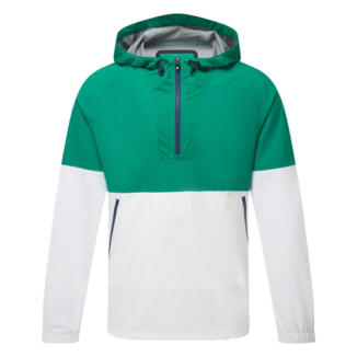 FootJoy HydroLite X 1/2 Zip Hooded Waterproof Golf Jacket Field Green/White 39325