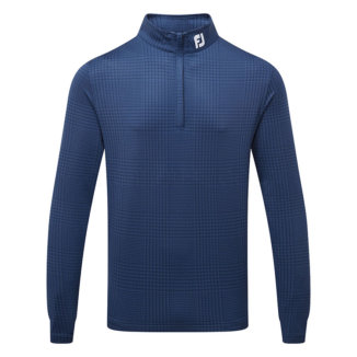 FootJoy Glen Plaid Print Chill-Out 1/4 Golf Pullover Navy 81636