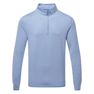 FootJoy Glen Plaid Print Chill-Out 1/4 Zip Golf Pullover Storm 81637