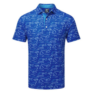 FootJoy Course Doodle Pique Golf Polo Shirt Deep Blue 81581