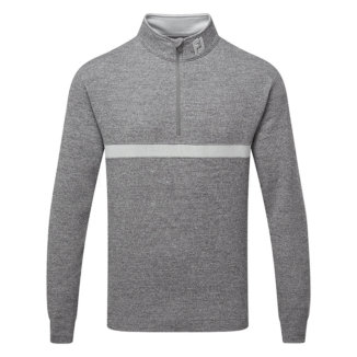 FootJoy Inset Stripe Chill-Out 1/4 Golf Pullover Heather Gravel/Heather Grey Cliff 81633