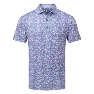 FootJoy Primrose Print Lisle Golf Polo Shirt Thistle/Storm/Moss 81569