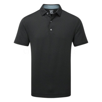 FootJoy Stretch Lisle Dot Golf Polo Shirt Black/Charcoal 81676
