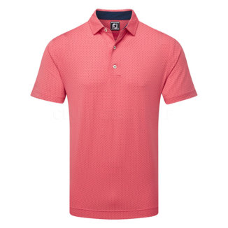FootJoy Stretch Lisle Dot Golf Polo Shirt Coral Red/Navy 81677