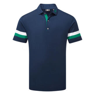 FootJoy Sleeve Stripe Pique Golf Polo Shirt Navy/Field Green/White 39282