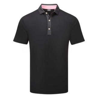FootJoy Star Geo Trim Pique Golf Polo Shirt Black 39285