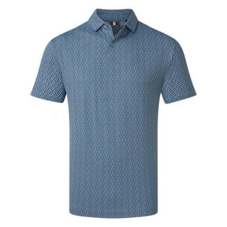 FootJoy Modernist Geo Pique Golf Polo Shirt Steel Blue/Navy 37792
