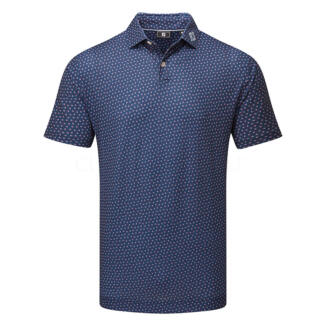 FootJoy Bounce Print Pique Golf Polo Shirt Dark Denim 34036